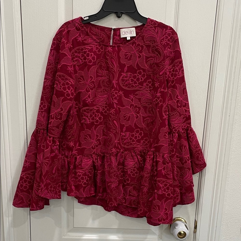 Devlin Berry Red Floral Women Top